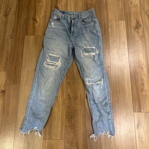 American Eagle Outfitters Ripped Light Blue Boyfriend Jeans